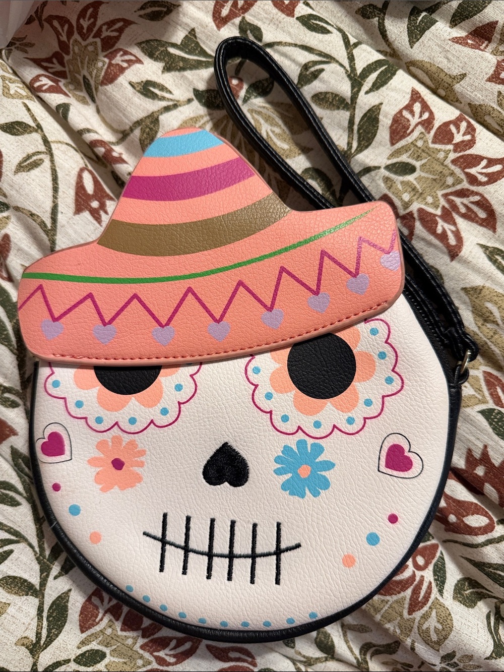 Betsey Johnson Day of the Dead Skull Weistlet with Colorful Sombrero